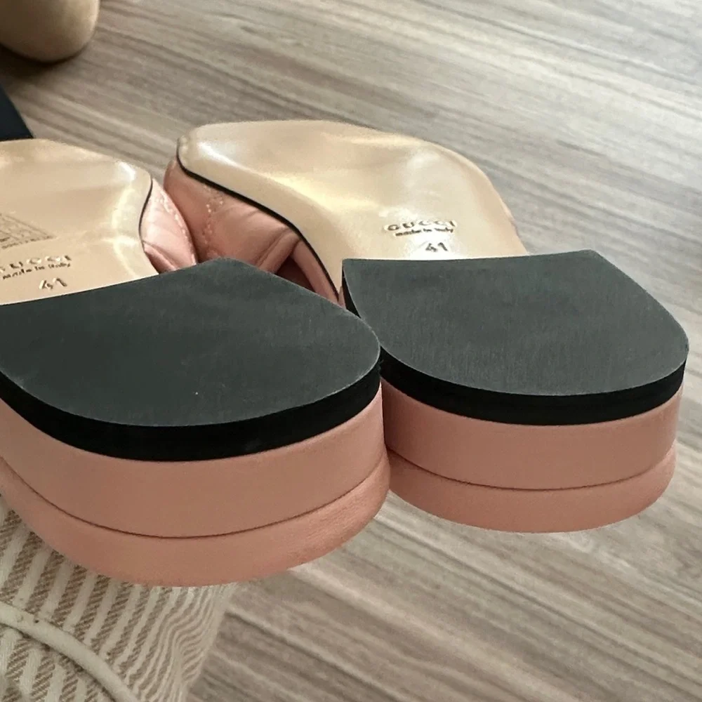 Gucci Blush Pink Quilted Slide Sandals - Picture 8 of 8